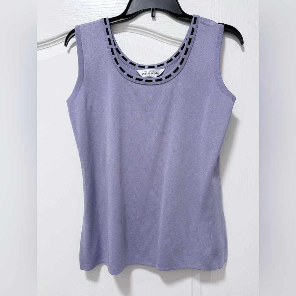 Misook Lavender Tank Top with Black Trim